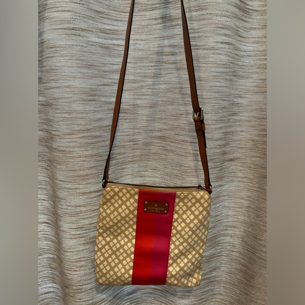 Authentic Kate Spade Monogram Cross-body Bag.
Leather Straps are adjustable.